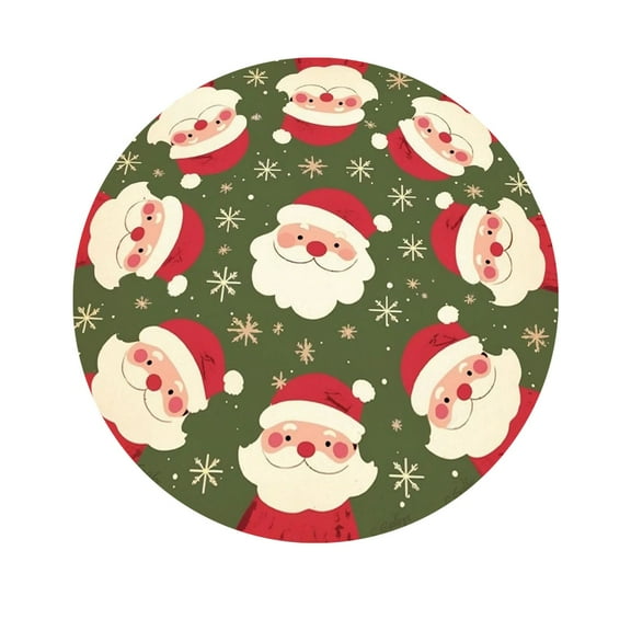 A Christmas Themed Round Rug, 80X80Cm, Soft Polyester, Non-Slip Backing, Festive Home Decor