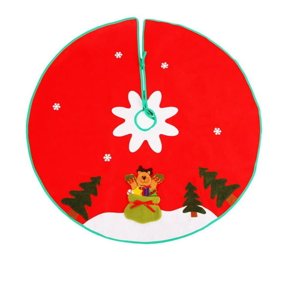A Christmas Tree Skirt Apron Non Woven Fabric Red 100X100Cm Xmas Tree Bottom Cover Decoration For Holiday Family Gathering Party Home Decor 39X39Inch