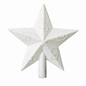 A Christmas Tree Topper Star Glitter Design White Color 20Cm Large Size Five-Point Star Ornament For Tree Top Festive Holiday Decor