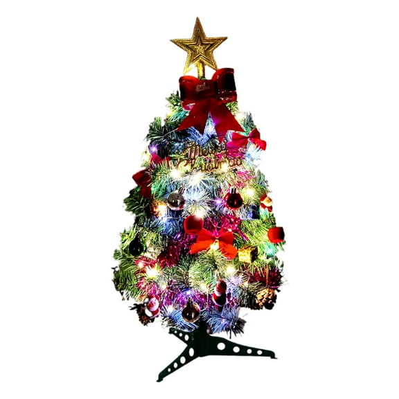 A Christmas Tree With Decorations And Lights, Pvc Material, 30Cm Green Tree Set