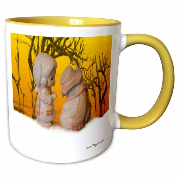 3drose, a Christmas Wish, 11oz Two-tone Yellow Mug