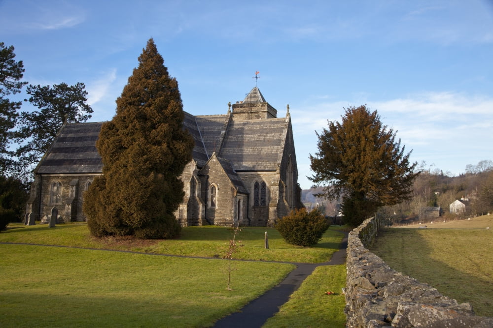 A Church Building Cumbria England Canvas Art - John Short Design Pics (38 x 24)