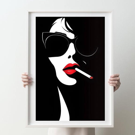 A Cigarette In The Dark Print Wall Art Black And White Portrait Gift Idea Home Decor Office Wall Art