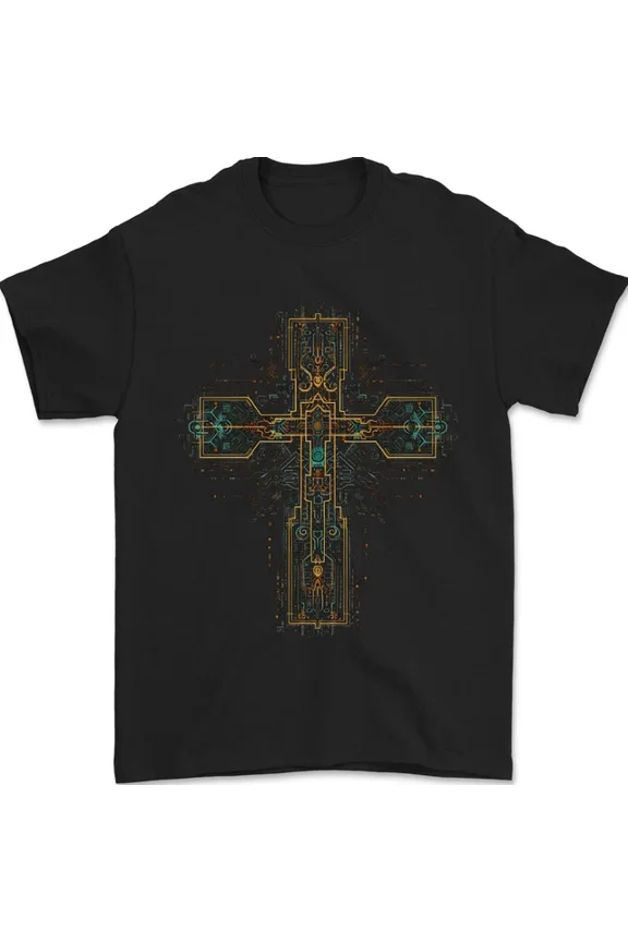 A Circuit Board Cross Gothic Goth Techy Mens S-5XL T-Shirt