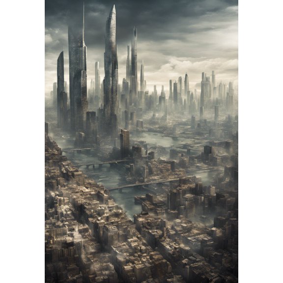 A City In A Parallel Dimension Matte Painting - 12" x 18" Art Print Wall Decor