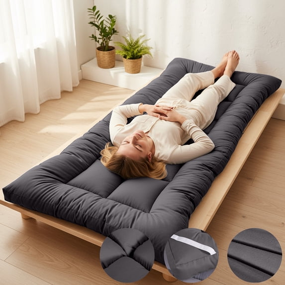 A-Class Fiber Student Bed Mattress, Thickened Soft Foldable Polyester Sleeping Pad, Padded Mattress for Dorm Room Bedroom Guest Room, Breathable Humidity-Wicking Material, Durable and Easy to Store