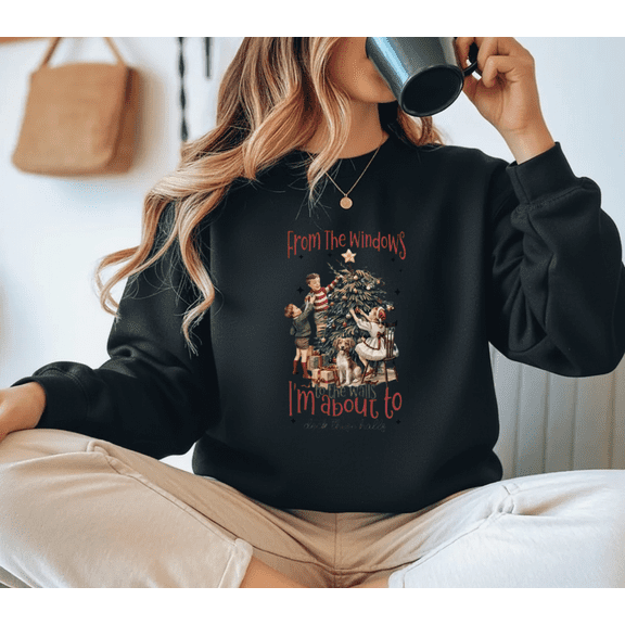 A Classic 1950's Inspired Holiday Themed Graphic Sweatshirt, up to Size 5XL