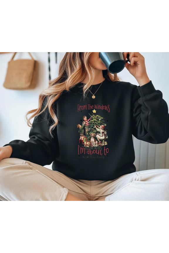 A Classic 1950's Inspired Holiday Themed Graphic Sweatshirt, up to Size 5XL