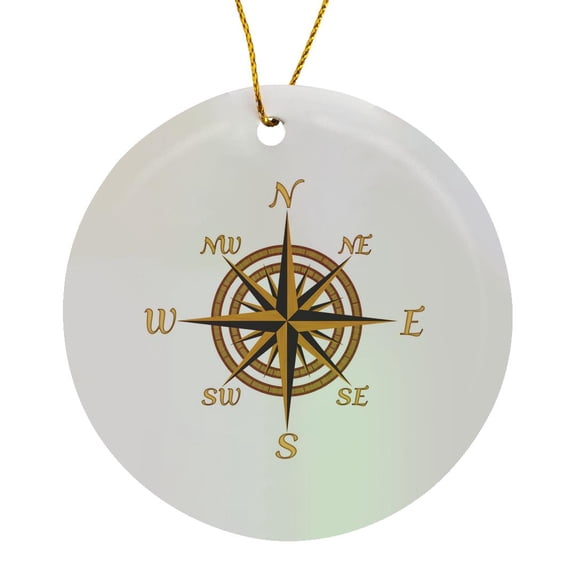 3drose, a Classic Compass Rose Nautical Design for Any Who Loves to Sail., Circle Porcelain Ornament
