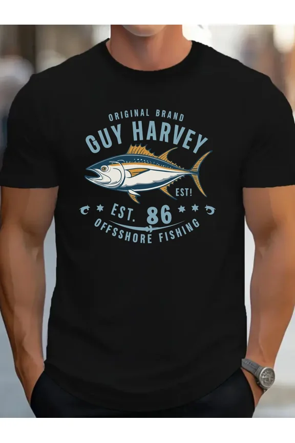 A Classic Guy Harvey Brand Short Sleeved Printed Top Unisex T-Shirt up to 5XL