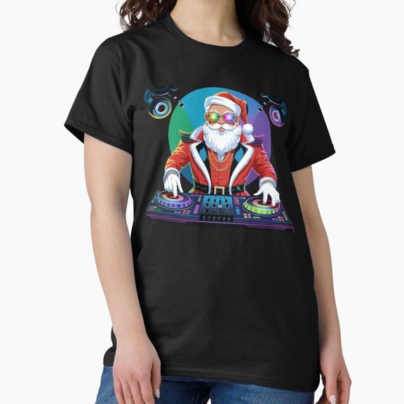 A Classic Hip Hop Holiday DJ Themed Christmas Graphic Unisex T-Shirt, up to Size 5XL