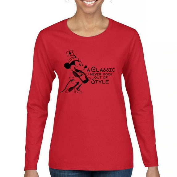 A Classic Never Goes Out of Style Women's Long Sleeve T-shirt Vintage Steamboat Willie Retro Timeless Cartoon Riverboat 1928