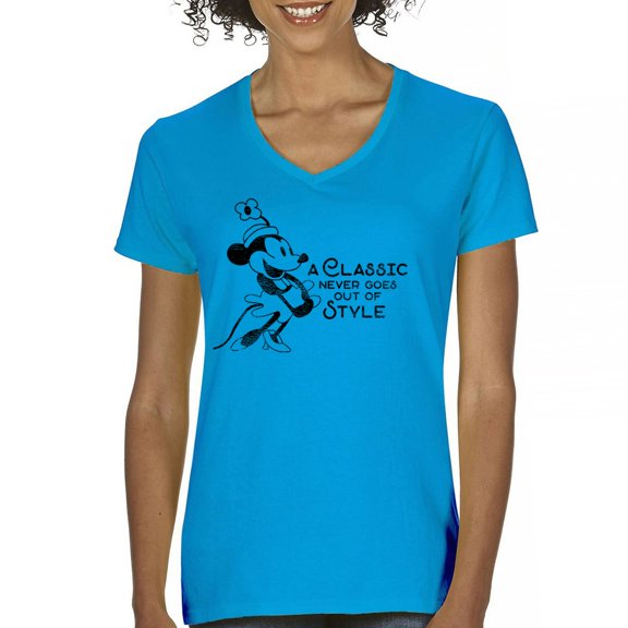 A Classic Never Goes Out of Style Women's V-Neck T-shirt Vintage Steamboat Willie Retro Timeless Cartoon Riverboat 1928 Tee