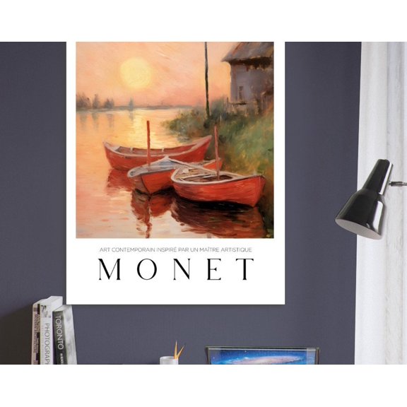 A Claude Monet Red Boats Exhibition Poster Print Artist Gallery Wall Art Museum Poster Print Home Decor, 12x18 UNFRAMED