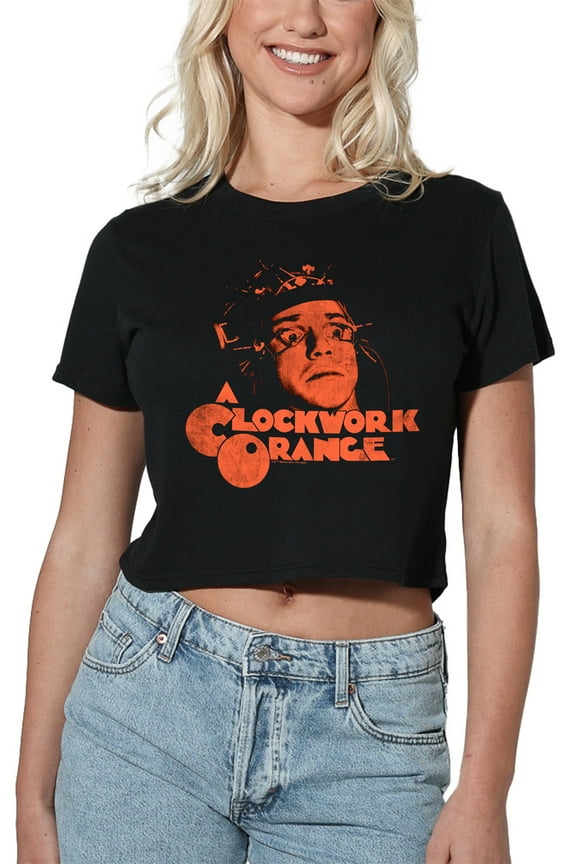 A Clockwork Orange Posterized Alex Face Women's Crop Top T-Shirt, Black, Small