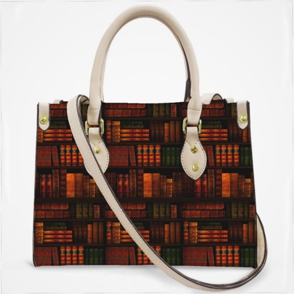 A Close Up Of A Book Shelf With Many Books Cross Body Bags For Women Small Leather Female Handbags Fashion Top-Handle Totes