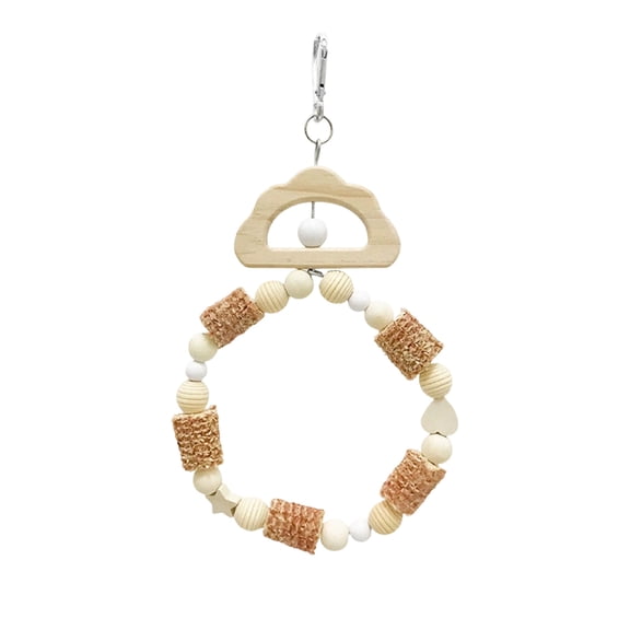 A Cloud Shape Wooden Wreath Bird Toy For Parrots Cage Accessory