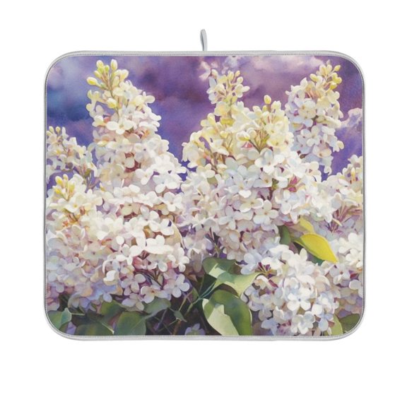A Cluster Of Lilac Flowers Dish Drying Mat Kitchen Mats Microfiber Counter Absorbent Dish Pad Drainer Rack