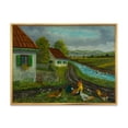 thumbnail image 1 of A Cock and Three Chickens In A Meadow With Flowers 32 in x 16 in Framed Painting Canvas Art Print, by Designart, 1 of 5
