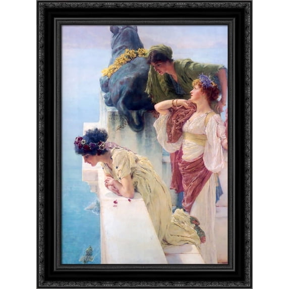 A Coign of Vantage 20x24 Black Ornate Wood Framed Canvas Art by Alma Tadema, Sir Lawrence