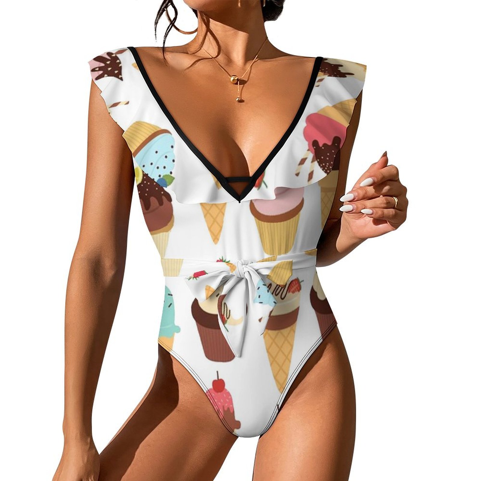 Ice Cream Two Piece One Shoulder Bikini Swimwear main image 0