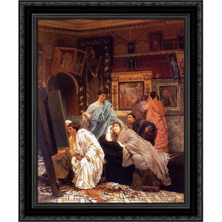 A Collection of Pictures at the Time of Augustus 20x24 Black Ornate Wood Framed Canvas Art by Alma Tadema, Sir Lawrence