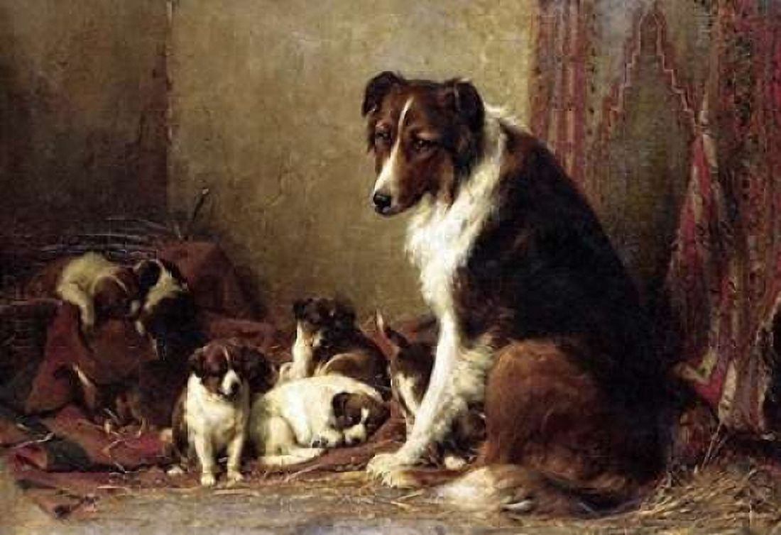 A Collie With Her Puppies Canvas Art - Otto Eerelman (20 x 28)