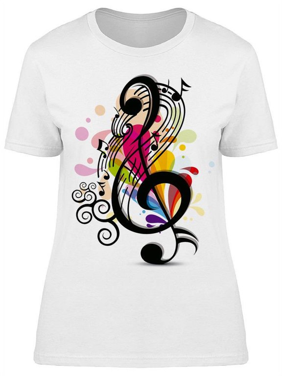 A Colorful Musical Note T-Shirt Women -Image by Shutterstock, Female x-Large