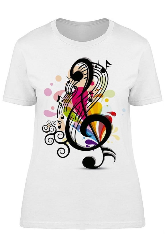 A Colorful Musical Note T-Shirt Women -Image by Shutterstock, Female x-Large
