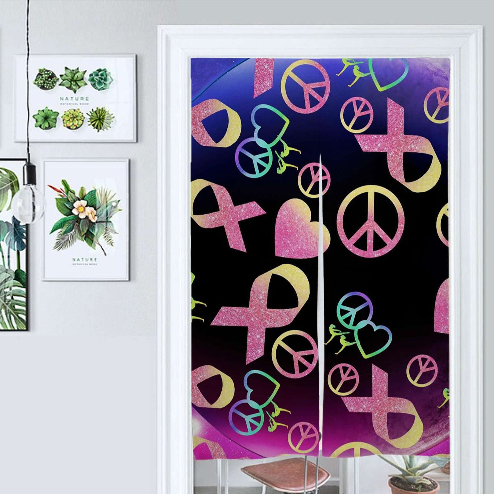 A Colorful Sign With Peace And Ribbon Door Curtain Nordic Living Room A Colorful Sign With Peace And Ribbon Door Curtain Nordic Living Room