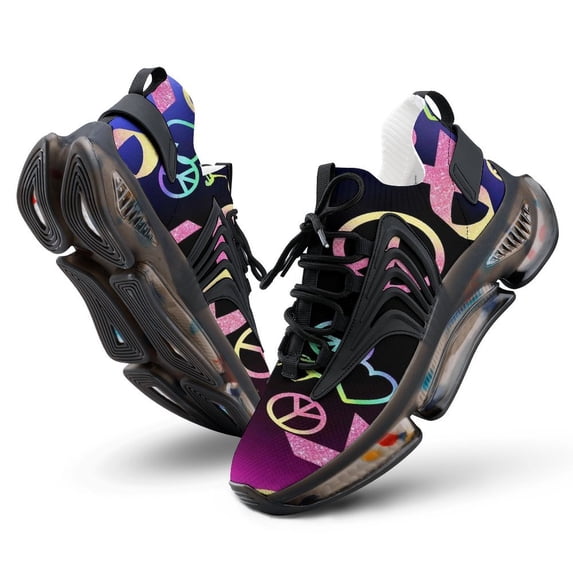 A Colorful Sign with Peace And Ribbon Walking Shoes for Men Woman Lightweight Tennis Fashion Elastic Sports Shoes Cushion Basketball Shoes