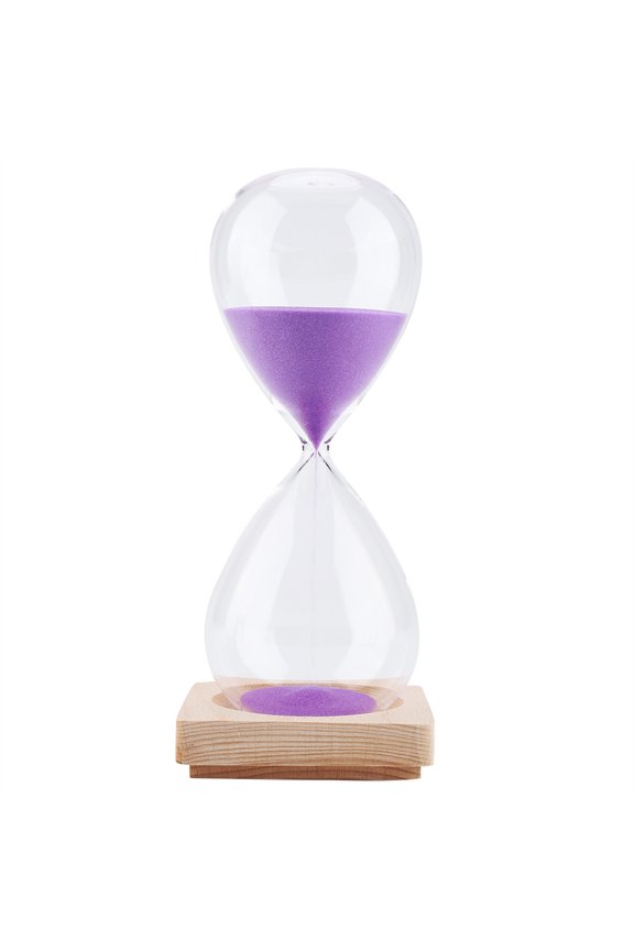 A Colorful Timepiece for Home & Office Dcor 30-Minute Purple Hourglass with Wooden Base