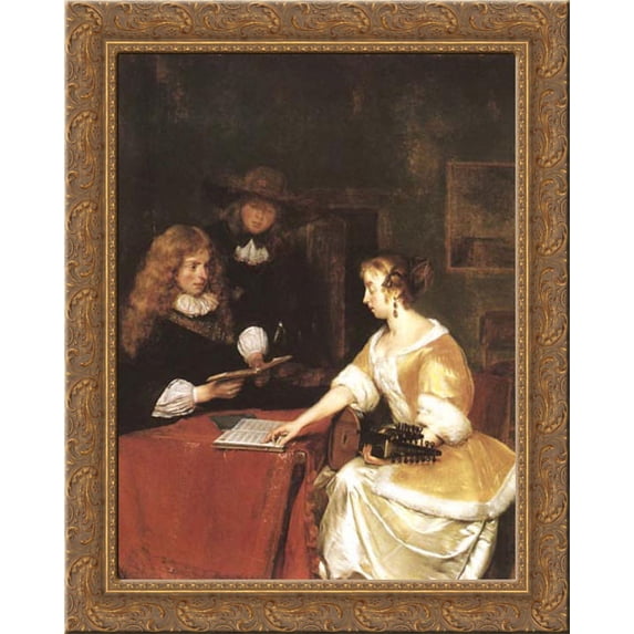 A Concert 20x23 Gold Ornate Wood Framed Canvas Art by Borch, Gerard ter