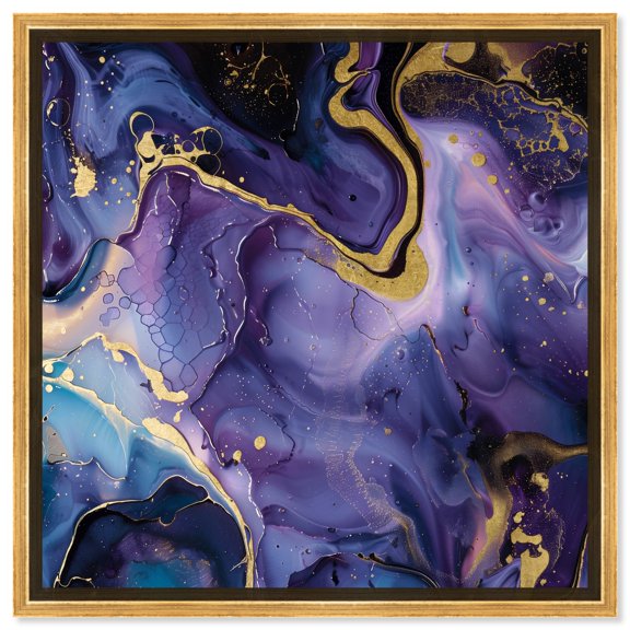 A Conscience Stream Canvas Colorful Abstract Wall Art by Art Remedy, Gold Frame, 40" x 40"