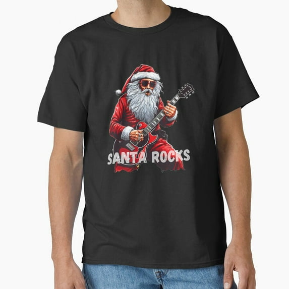 A Cool St. Nick Claus Rocker With Sunglasses And A Guitar Funny Music - Unique Gift Tee G13231 Unisex T-Shirt, Up to Size 5XL