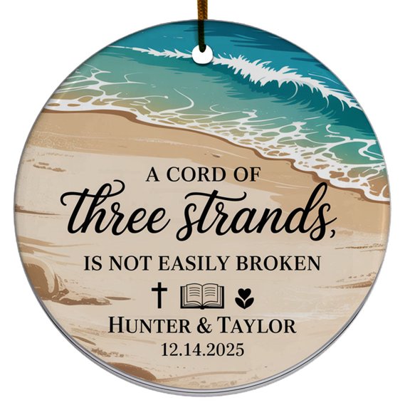A Cord of Three Strands is Not Easily Broken Ceramic Christmas Ornament Gift for 2025, Our First Christmas Married Ornament