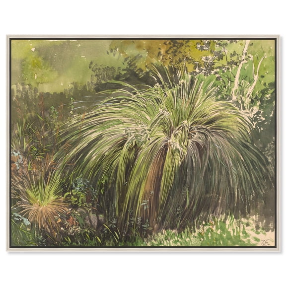 A Corner of a Meadow with Fountain grass, c. 1870 Canvas Classic Landscapes by Art Remedy, Silver Frame, 24" x 20"