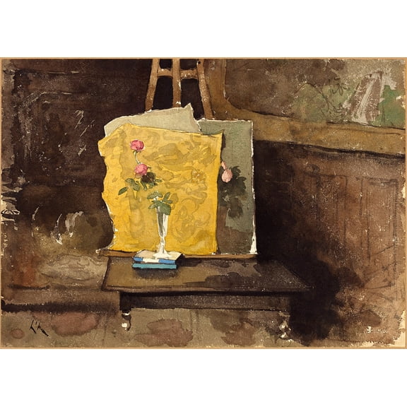 A Corner of a Studio by Henri-Joseph Harpignies - 12" x 18" Art Print Wall Decor