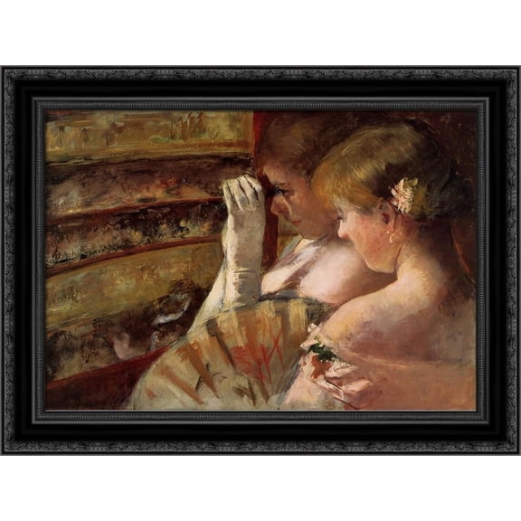 A Corner of the Loge 24x19 Black Ornate Wood Framed Canvas Art by Cassatt, Mary,