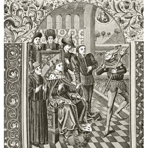 A Court Jester After A Miniature From A 15th Century French Bible From Science & Literature In the Middle Ages by Pa 1 Poster Print - 14 x 15
