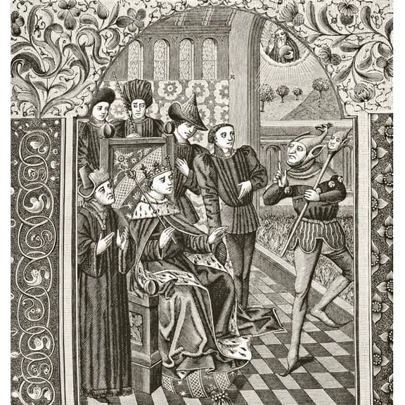 A Court Jester After A Miniature From A 15th Century French Bible From Science & Literature In the Middle Ages by Pa 2 Poster Print - 28 x 30