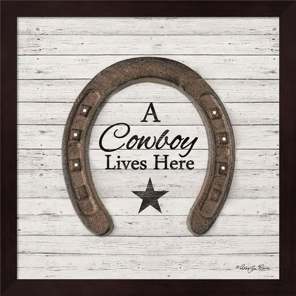 A Cowboy Lives Here by Robin-Lee Vieira, Framed Wall Art, 13.25W x 13.25H