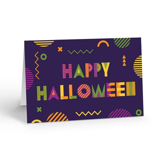 A Creatively Designed Happy Halloween Blank Note Card - 10 Cards and Envelopes -
