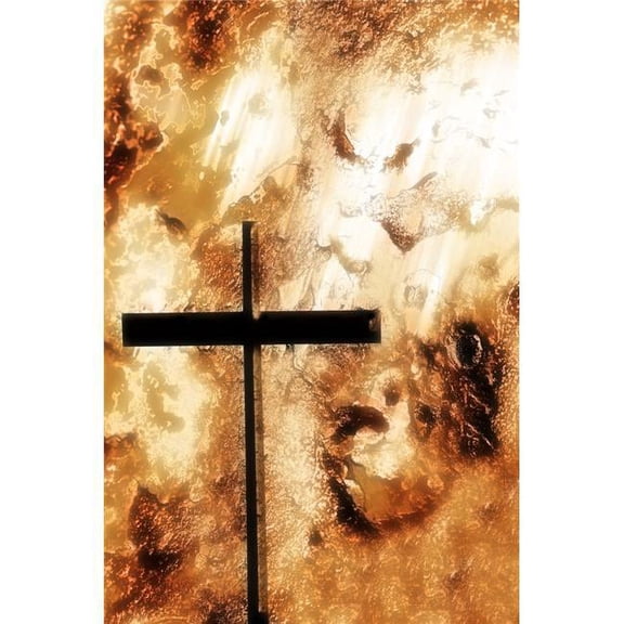 A Cross with An Orange Rough Background Poster Print by Chris & Kate Knorr - 12 x 18