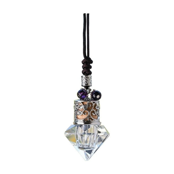 A Crystal Perfume Bottle Rearview Mirror Pendant, Car Aromatherapy Empty Bottle For Essential Oils, 2.36X2.36X2.36 Inches, 0.14 Lb Weight