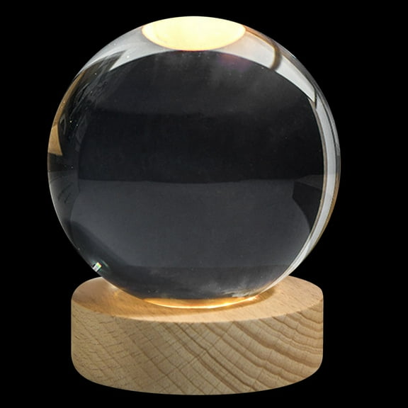 A Crystal Table Lamp With Wooden Base For Home Decor Bedside Night Light Ambient Lighting 2.4X3.1 Inch