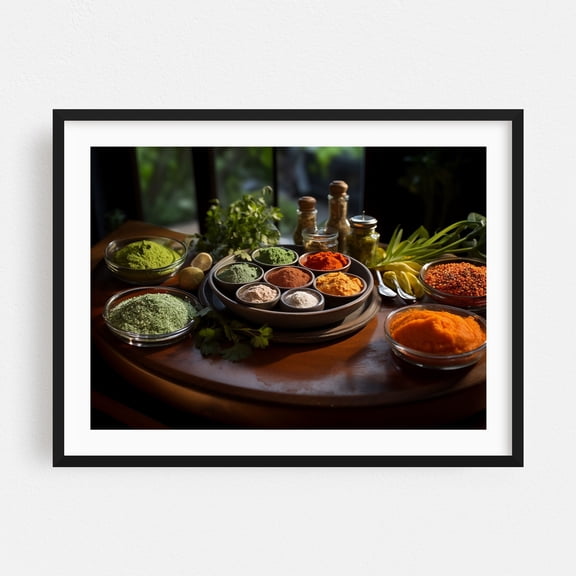 A Culinary Rainbow Photorealistic Digital Art - Digital Art Kitchen Decor Black Framed Wall Art Print 9 x 12 inches
