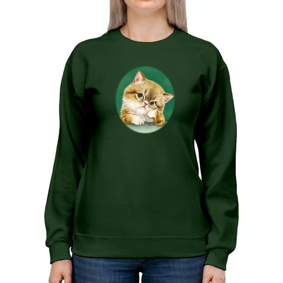A Curious Cat Sweatshirt Women -Kayomi Harai Designs, Female Medium
