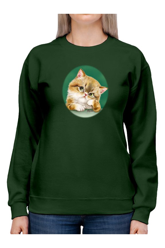 A Curious Cat Sweatshirt Women -Kayomi Harai Designs, Female Medium