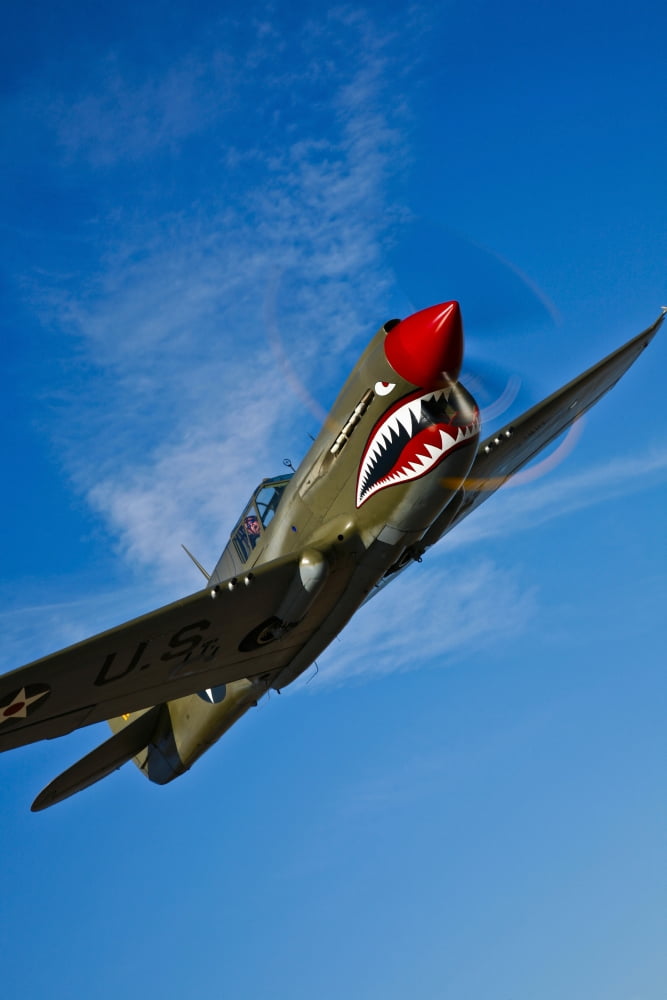 A Curtiss P-40E Warhawk in flight near Chino California Canvas Art - Scott GermainStocktrek Images (23 x 35)